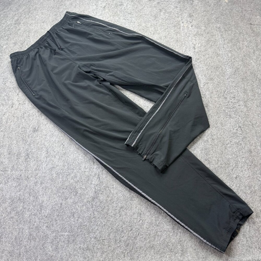 Nike Running Track Pants Men L Black 32" Ankle Zip Straight Stretch 113646